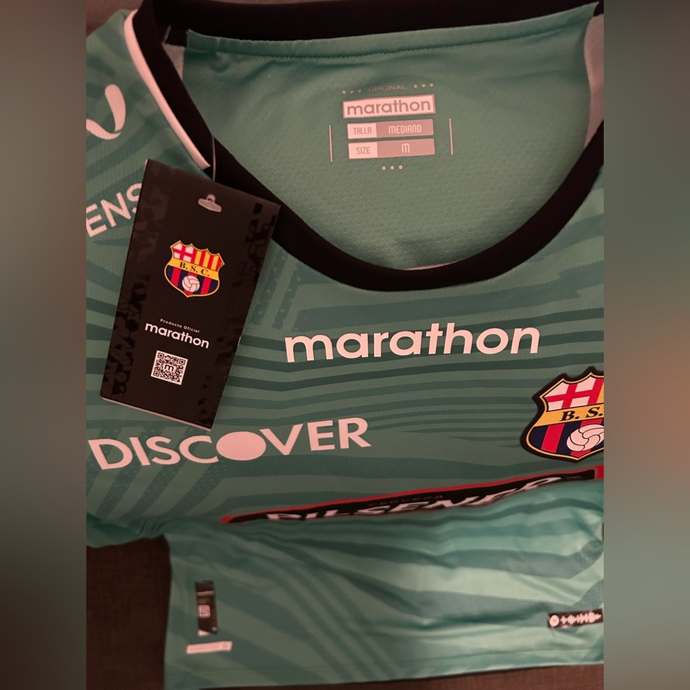 Marathon Authentic Barcelona Guayaquil Ecuador Goalkeeper Green Jersey Mens Sz M - Picture 2 of 4